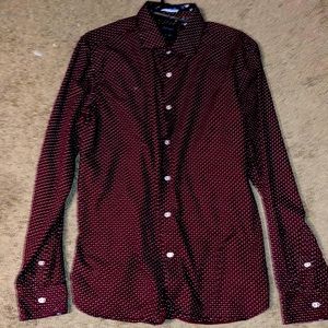 Polka-Dot Red Button Up
